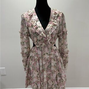 SHEIN Pink Floral Long Sleeve Dress
